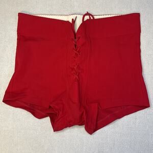 Vintage Lace Up Front Hot Pants Mens Medium High Waisted Yellow Rave Wear
